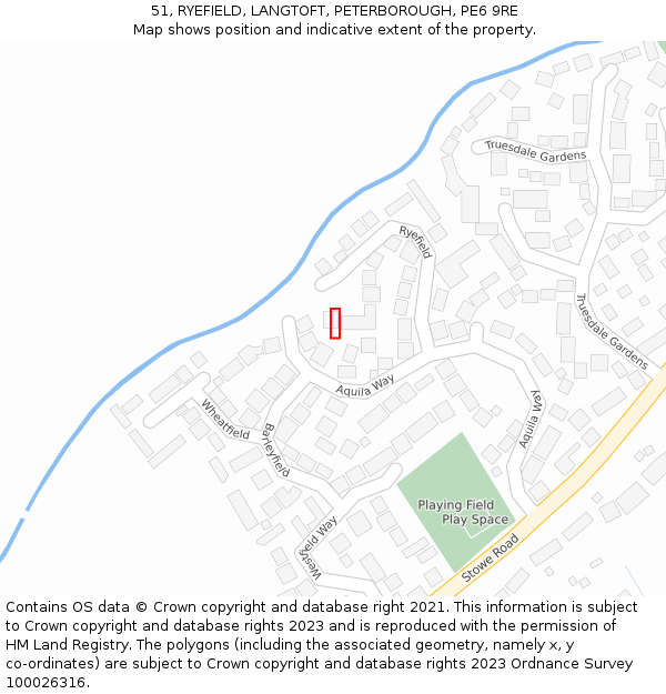 51, RYEFIELD, LANGTOFT, PETERBOROUGH, PE6 9RE: Location map and indicative extent of plot