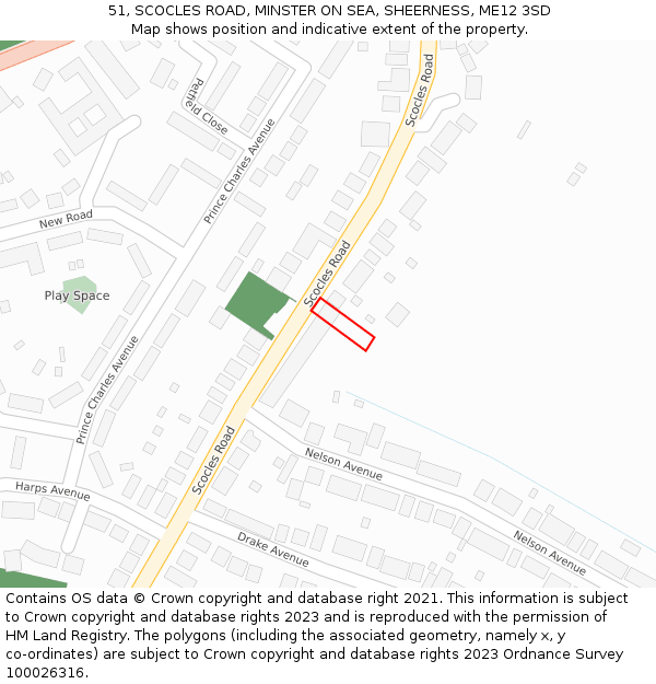 51, SCOCLES ROAD, MINSTER ON SEA, SHEERNESS, ME12 3SD: Location map and indicative extent of plot