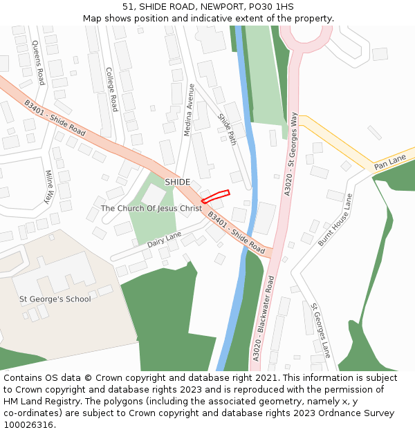 51, SHIDE ROAD, NEWPORT, PO30 1HS: Location map and indicative extent of plot