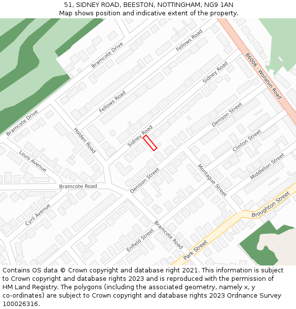 51, SIDNEY ROAD, BEESTON, NOTTINGHAM, NG9 1AN: Location map and indicative extent of plot