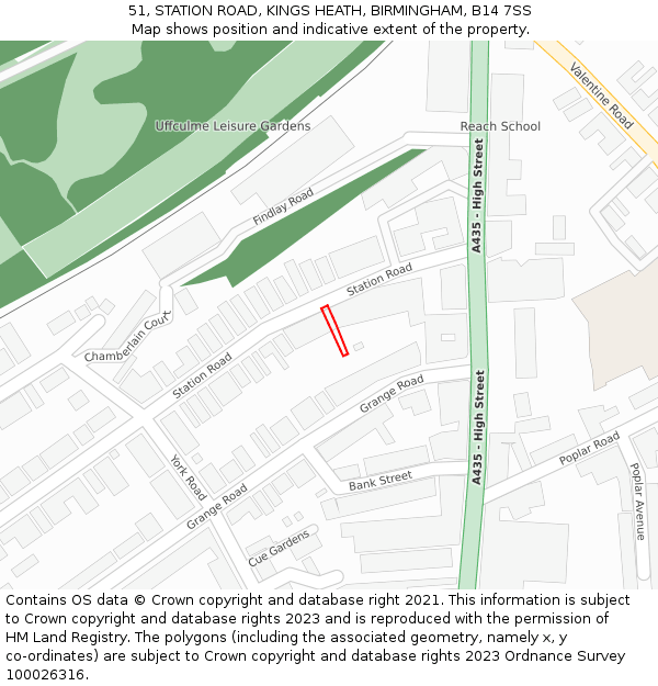 51, STATION ROAD, KINGS HEATH, BIRMINGHAM, B14 7SS: Location map and indicative extent of plot