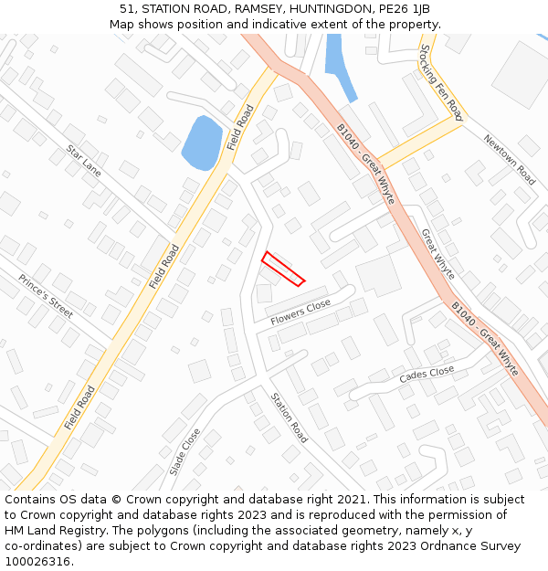 51, STATION ROAD, RAMSEY, HUNTINGDON, PE26 1JB: Location map and indicative extent of plot