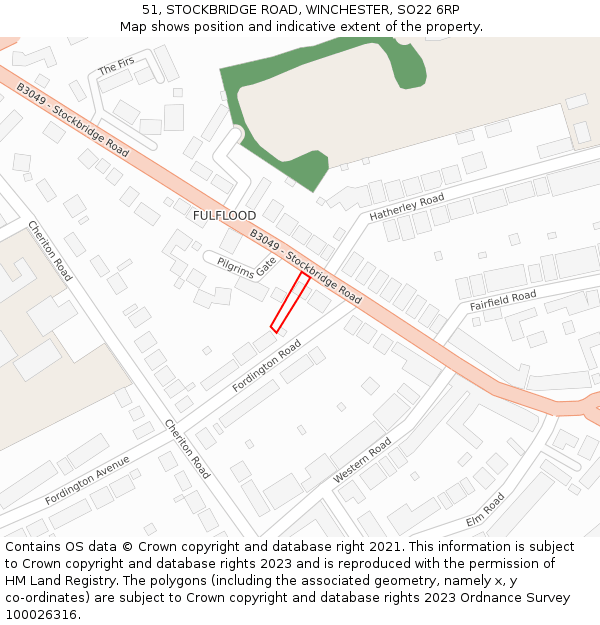 51, STOCKBRIDGE ROAD, WINCHESTER, SO22 6RP: Location map and indicative extent of plot