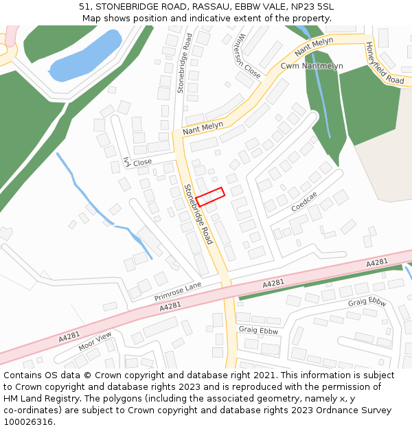 51, STONEBRIDGE ROAD, RASSAU, EBBW VALE, NP23 5SL: Location map and indicative extent of plot