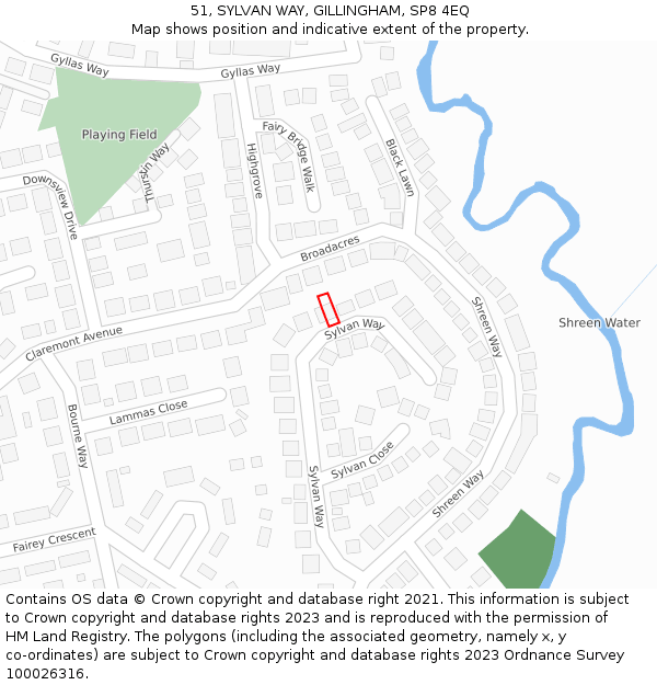 51, SYLVAN WAY, GILLINGHAM, SP8 4EQ: Location map and indicative extent of plot