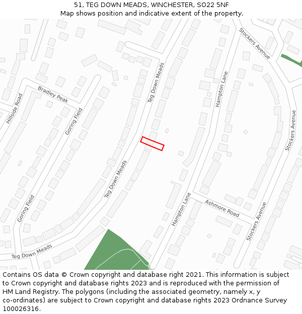 51, TEG DOWN MEADS, WINCHESTER, SO22 5NF: Location map and indicative extent of plot