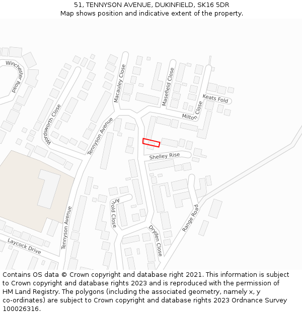 51, TENNYSON AVENUE, DUKINFIELD, SK16 5DR: Location map and indicative extent of plot