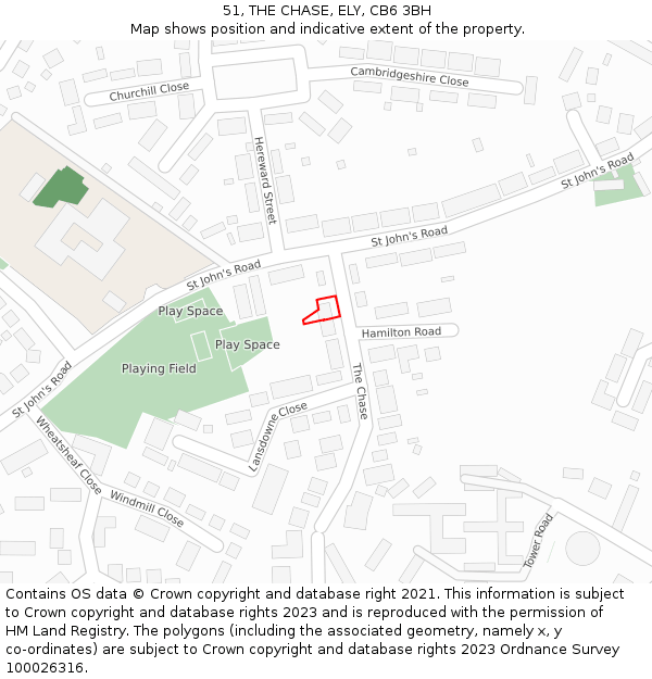 51, THE CHASE, ELY, CB6 3BH: Location map and indicative extent of plot
