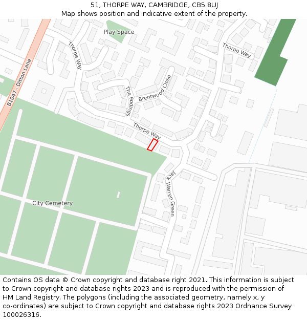 51, THORPE WAY, CAMBRIDGE, CB5 8UJ: Location map and indicative extent of plot