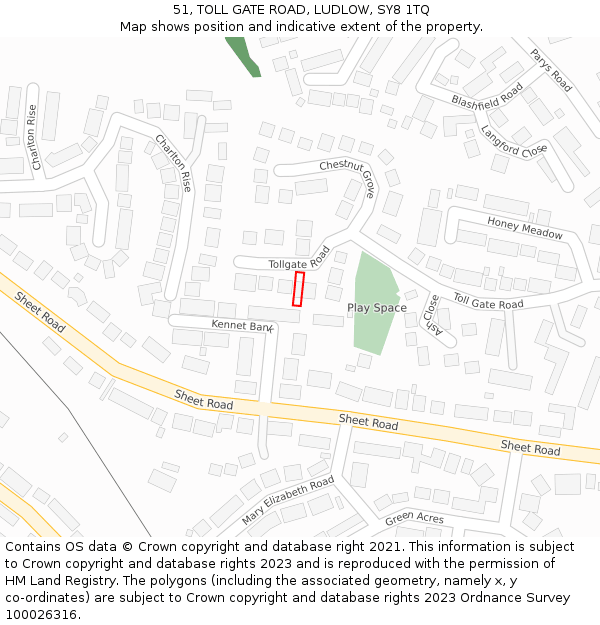 51, TOLL GATE ROAD, LUDLOW, SY8 1TQ: Location map and indicative extent of plot