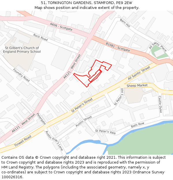 51, TORKINGTON GARDENS, STAMFORD, PE9 2EW: Location map and indicative extent of plot