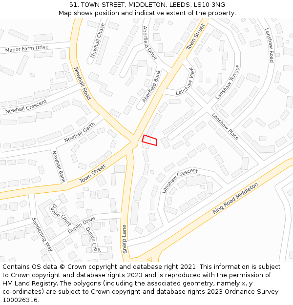 51, TOWN STREET, MIDDLETON, LEEDS, LS10 3NG: Location map and indicative extent of plot