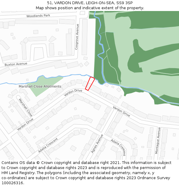 51, VARDON DRIVE, LEIGH-ON-SEA, SS9 3SP: Location map and indicative extent of plot