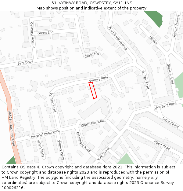 51, VYRNWY ROAD, OSWESTRY, SY11 1NS: Location map and indicative extent of plot