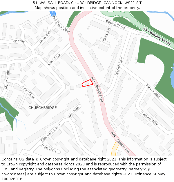 51, WALSALL ROAD, CHURCHBRIDGE, CANNOCK, WS11 8JT: Location map and indicative extent of plot