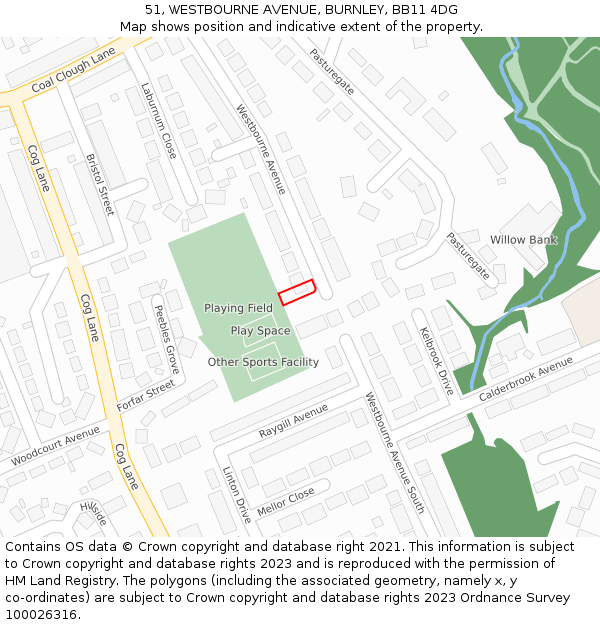 51, WESTBOURNE AVENUE, BURNLEY, BB11 4DG: Location map and indicative extent of plot