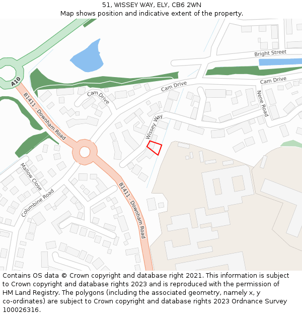 51, WISSEY WAY, ELY, CB6 2WN: Location map and indicative extent of plot