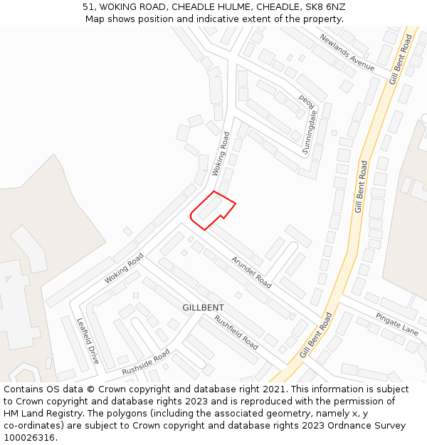 51, WOKING ROAD, CHEADLE HULME, CHEADLE, SK8 6NZ: Location map and indicative extent of plot