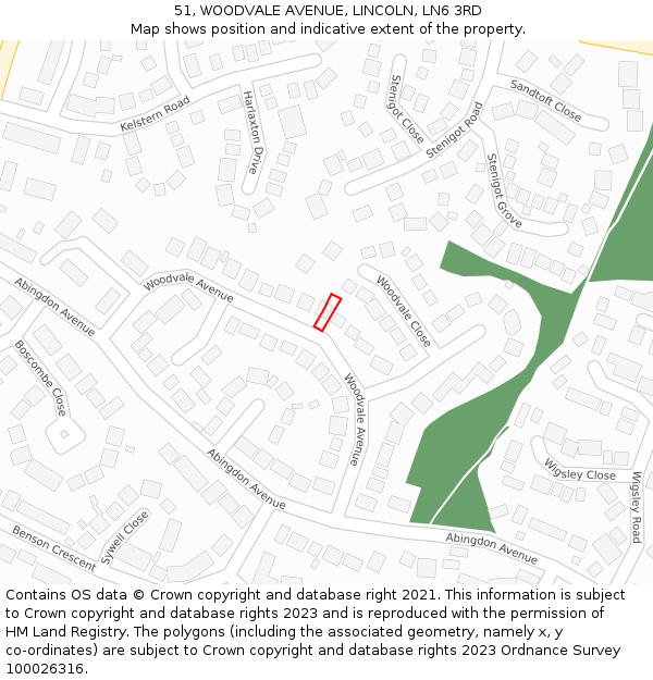 51, WOODVALE AVENUE, LINCOLN, LN6 3RD: Location map and indicative extent of plot