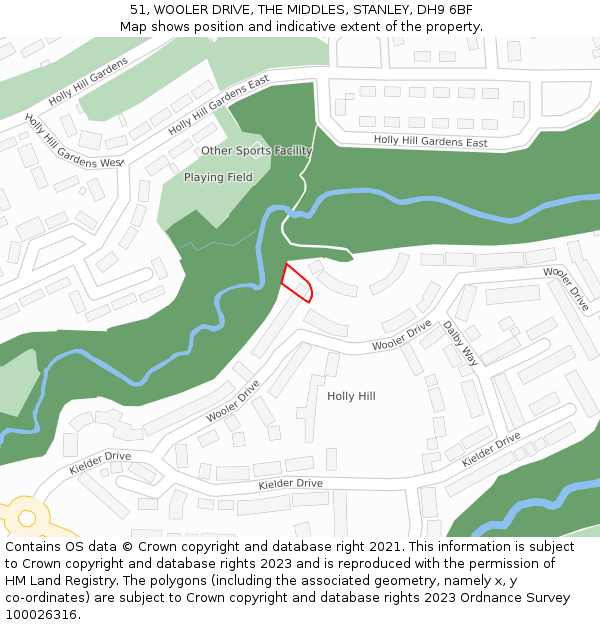 51, WOOLER DRIVE, THE MIDDLES, STANLEY, DH9 6BF: Location map and indicative extent of plot