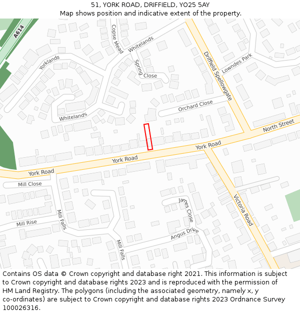 51, YORK ROAD, DRIFFIELD, YO25 5AY: Location map and indicative extent of plot