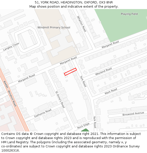 51, YORK ROAD, HEADINGTON, OXFORD, OX3 8NR: Location map and indicative extent of plot