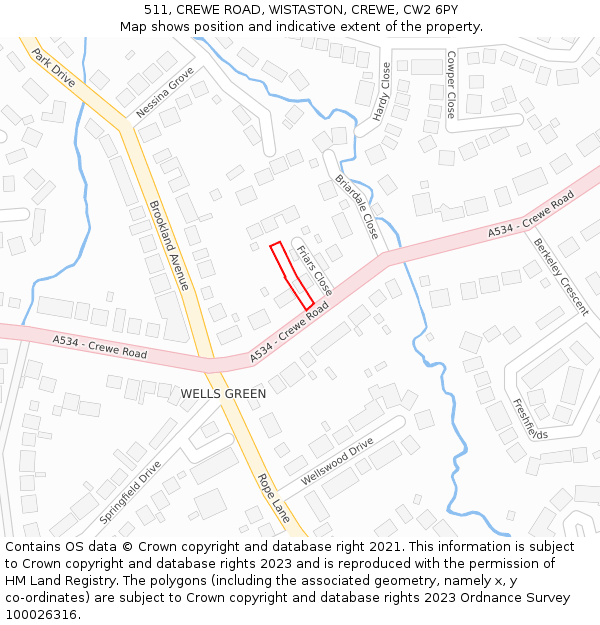 511, CREWE ROAD, WISTASTON, CREWE, CW2 6PY: Location map and indicative extent of plot