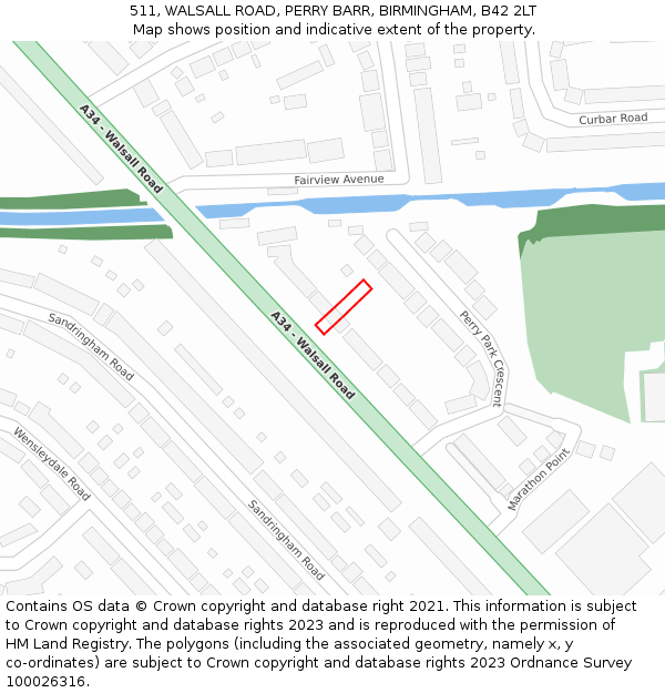 511, WALSALL ROAD, PERRY BARR, BIRMINGHAM, B42 2LT: Location map and indicative extent of plot