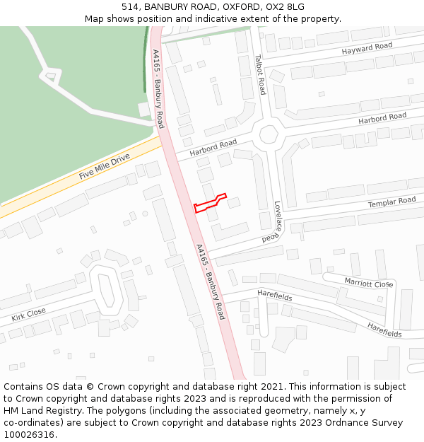 514, BANBURY ROAD, OXFORD, OX2 8LG: Location map and indicative extent of plot