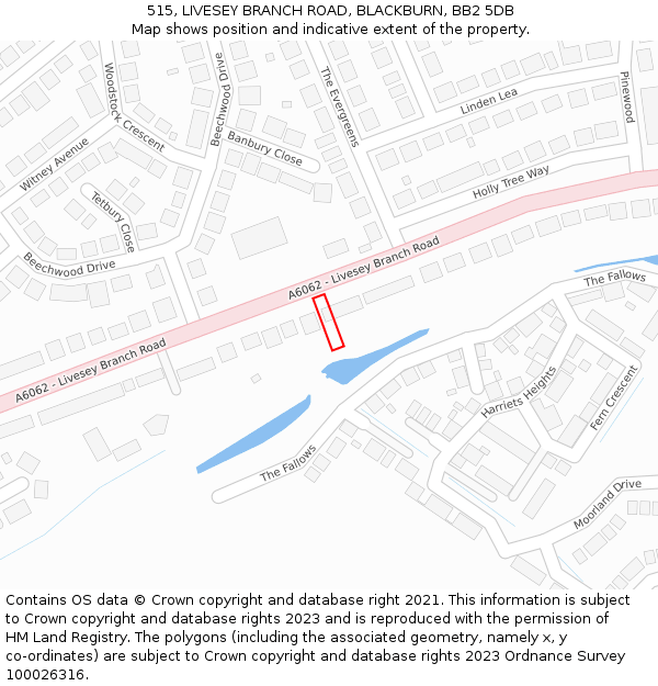 515, LIVESEY BRANCH ROAD, BLACKBURN, BB2 5DB: Location map and indicative extent of plot