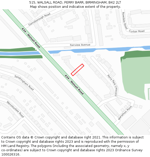 515, WALSALL ROAD, PERRY BARR, BIRMINGHAM, B42 2LT: Location map and indicative extent of plot