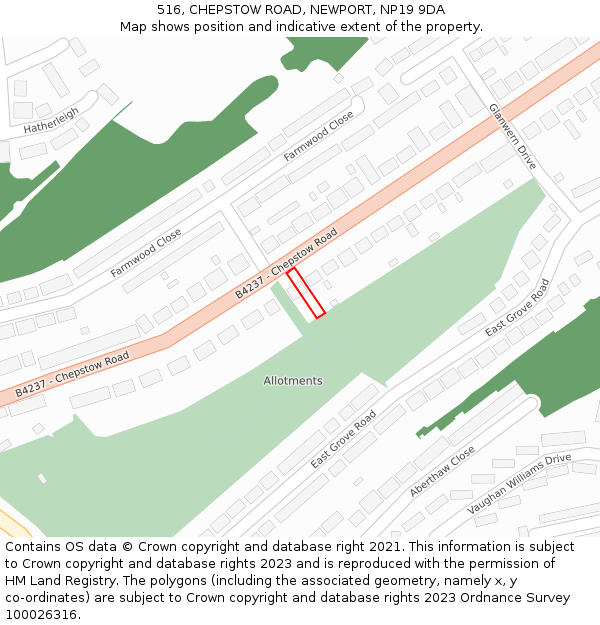 516, CHEPSTOW ROAD, NEWPORT, NP19 9DA: Location map and indicative extent of plot