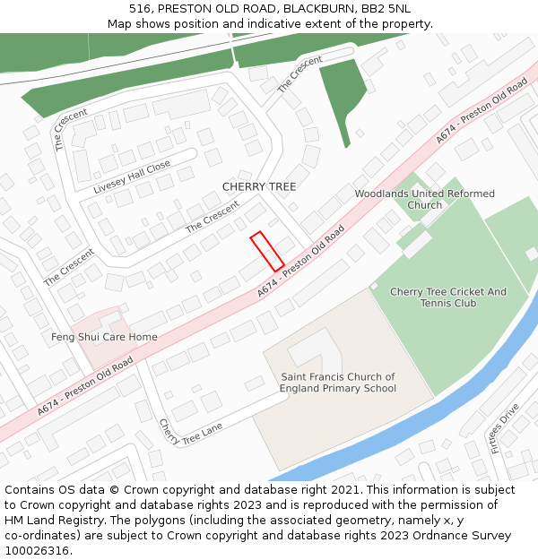 516, PRESTON OLD ROAD, BLACKBURN, BB2 5NL: Location map and indicative extent of plot