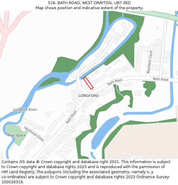 518, BATH ROAD, WEST DRAYTON, UB7 0ED: Location map and indicative extent of plot