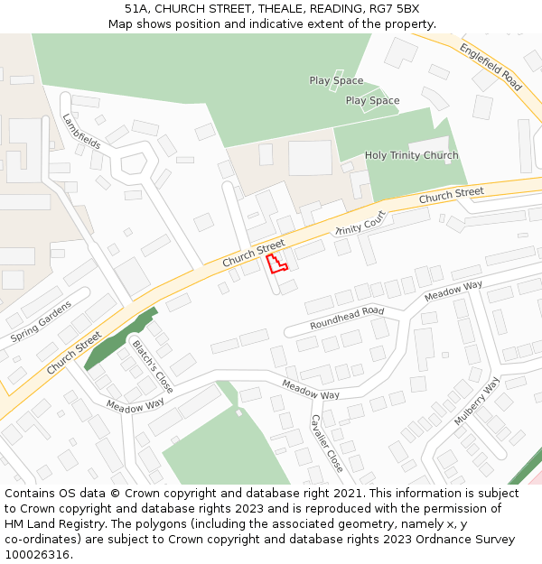 51A, CHURCH STREET, THEALE, READING, RG7 5BX: Location map and indicative extent of plot