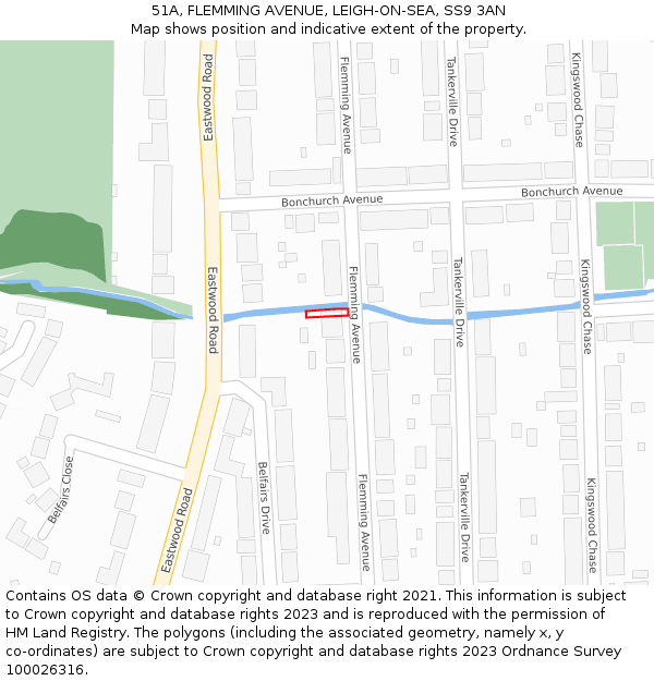 51A, FLEMMING AVENUE, LEIGH-ON-SEA, SS9 3AN: Location map and indicative extent of plot