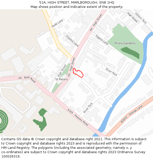 51A, HIGH STREET, MARLBOROUGH, SN8 1HQ: Location map and indicative extent of plot