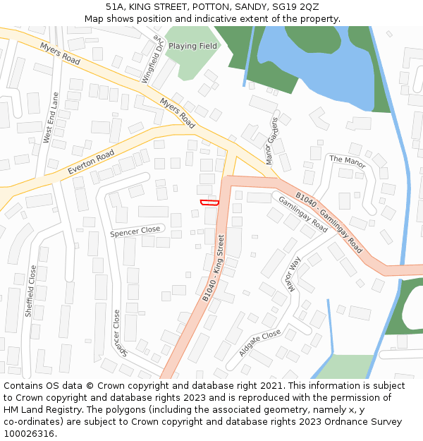 51A, KING STREET, POTTON, SANDY, SG19 2QZ: Location map and indicative extent of plot