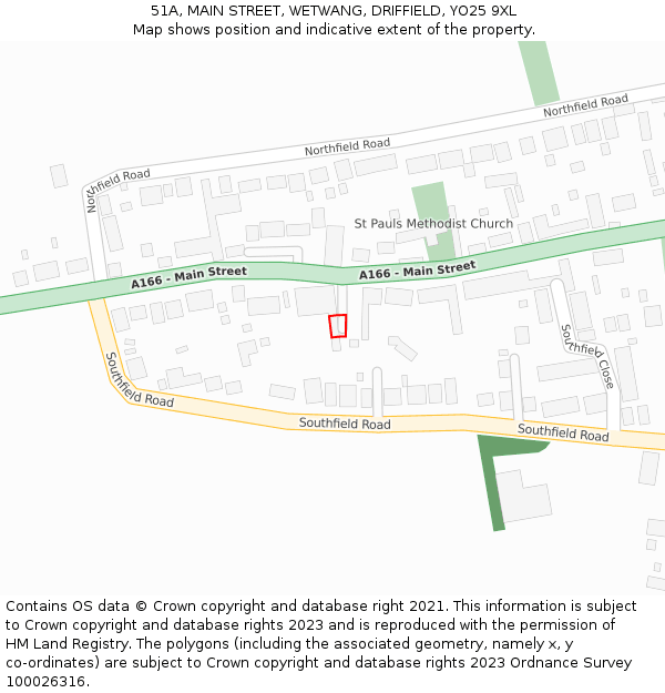 51A, MAIN STREET, WETWANG, DRIFFIELD, YO25 9XL: Location map and indicative extent of plot