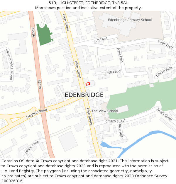 51B, HIGH STREET, EDENBRIDGE, TN8 5AL: Location map and indicative extent of plot