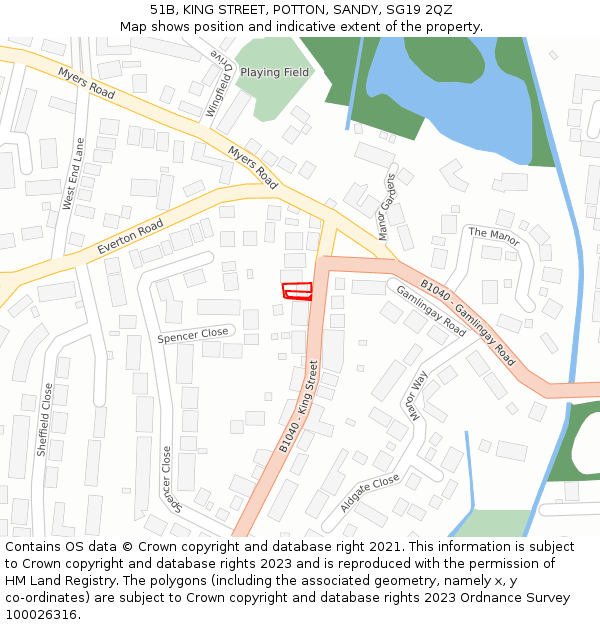 51B, KING STREET, POTTON, SANDY, SG19 2QZ: Location map and indicative extent of plot