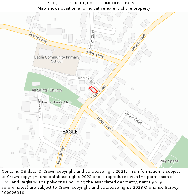 51C, HIGH STREET, EAGLE, LINCOLN, LN6 9DG: Location map and indicative extent of plot