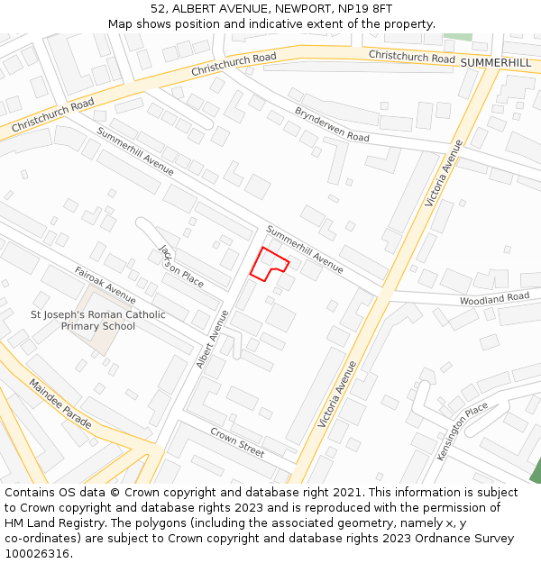 52, ALBERT AVENUE, NEWPORT, NP19 8FT: Location map and indicative extent of plot