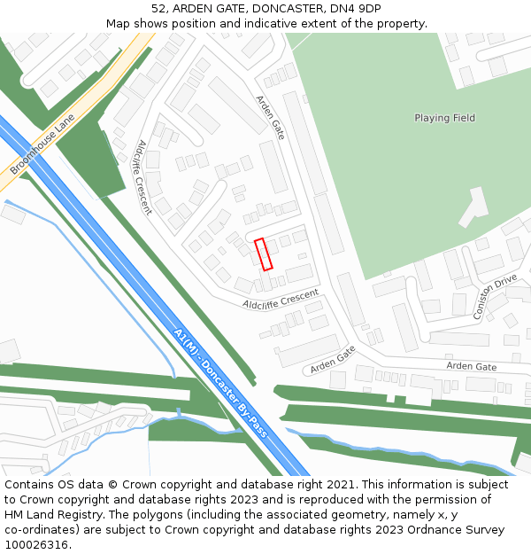 52, ARDEN GATE, DONCASTER, DN4 9DP: Location map and indicative extent of plot