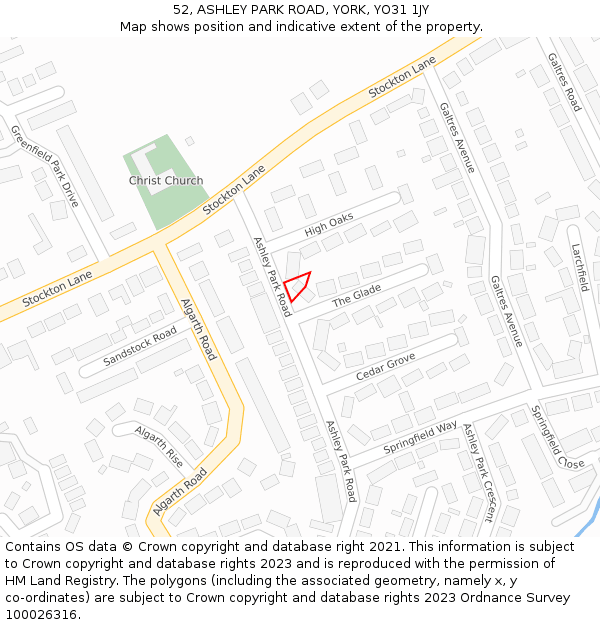 52, ASHLEY PARK ROAD, YORK, YO31 1JY: Location map and indicative extent of plot