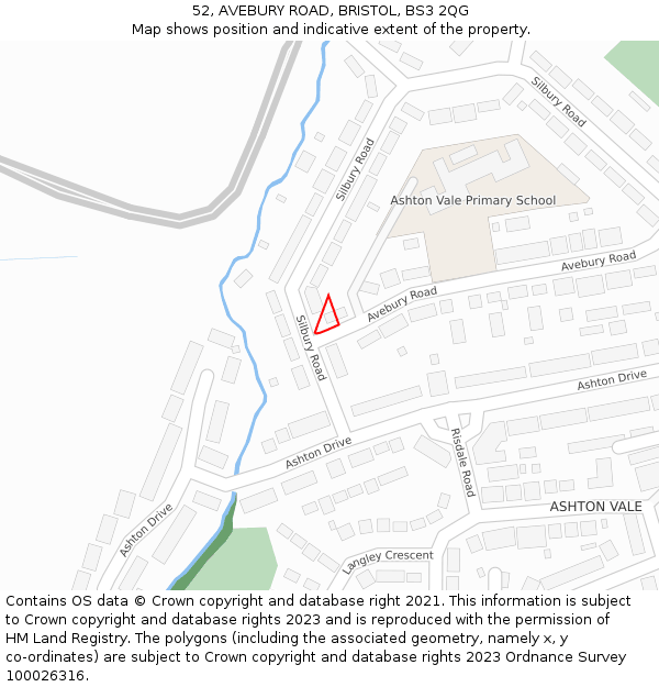 52, AVEBURY ROAD, BRISTOL, BS3 2QG: Location map and indicative extent of plot