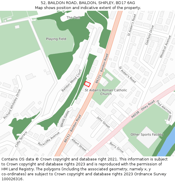 52, BAILDON ROAD, BAILDON, SHIPLEY, BD17 6AG: Location map and indicative extent of plot