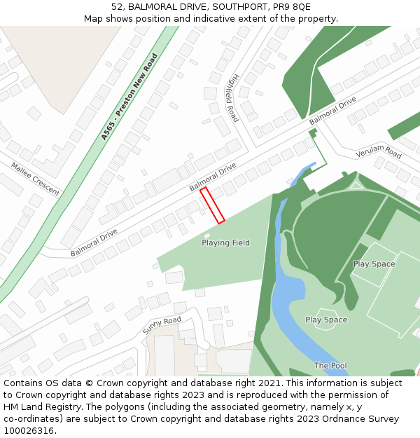 52, BALMORAL DRIVE, SOUTHPORT, PR9 8QE: Location map and indicative extent of plot