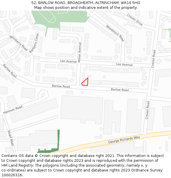 52, BARLOW ROAD, BROADHEATH, ALTRINCHAM, WA14 5HG: Location map and indicative extent of plot