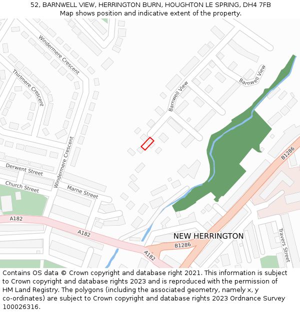 52, BARNWELL VIEW, HERRINGTON BURN, HOUGHTON LE SPRING, DH4 7FB: Location map and indicative extent of plot